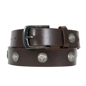 Hot Leathers Buffalo Nickel Brown Leather Belt