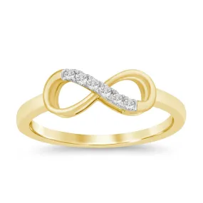 Infinity Shape Ring with 0.05ct of Diamonds in 9ct Yellow Gold