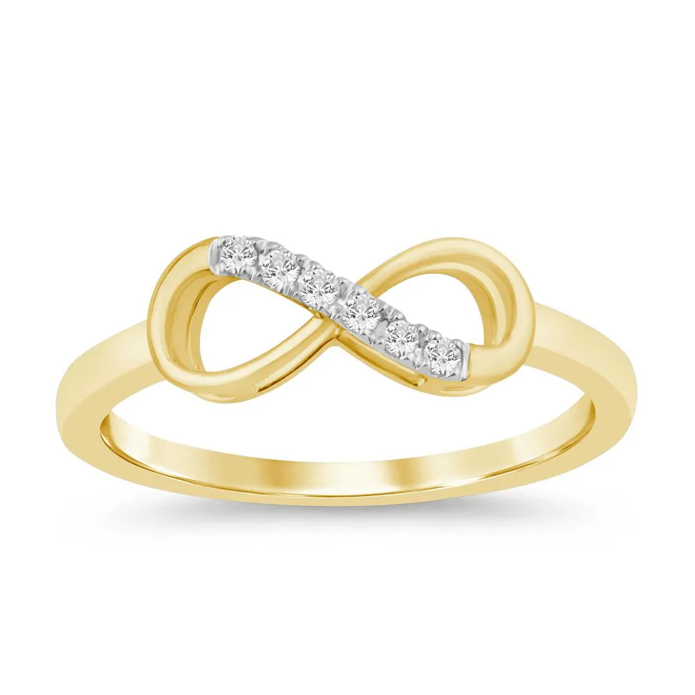 Infinity Shape Ring with 0.05ct of Diamonds in 9ct Yellow Gold