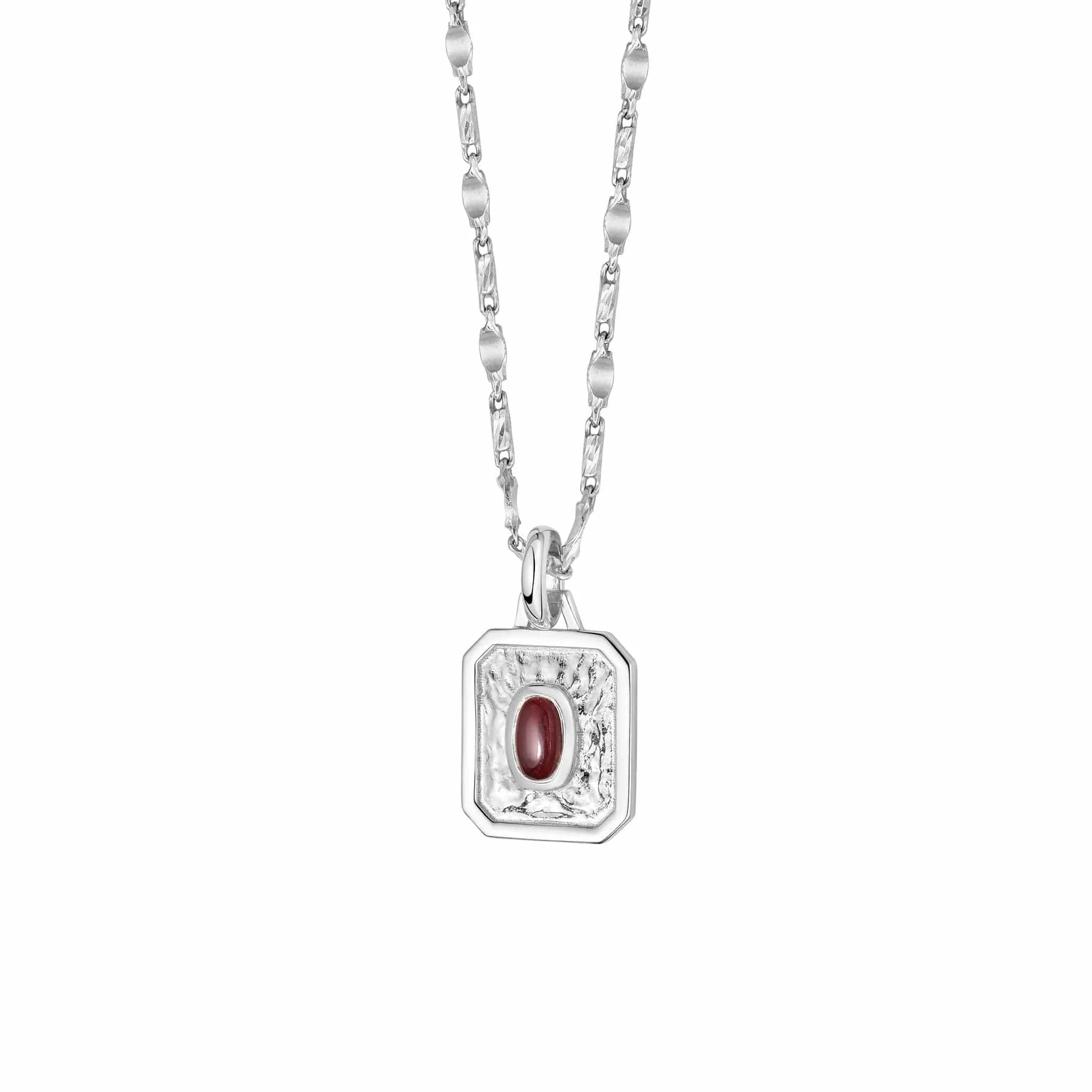 January Garnet Birthstone Necklace Sterling Silver