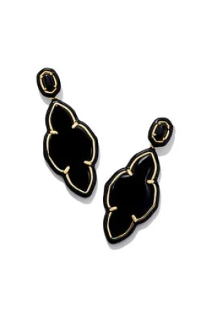 Kendra Scott Abbie Enamel Frame Gold Black Agate Earrings