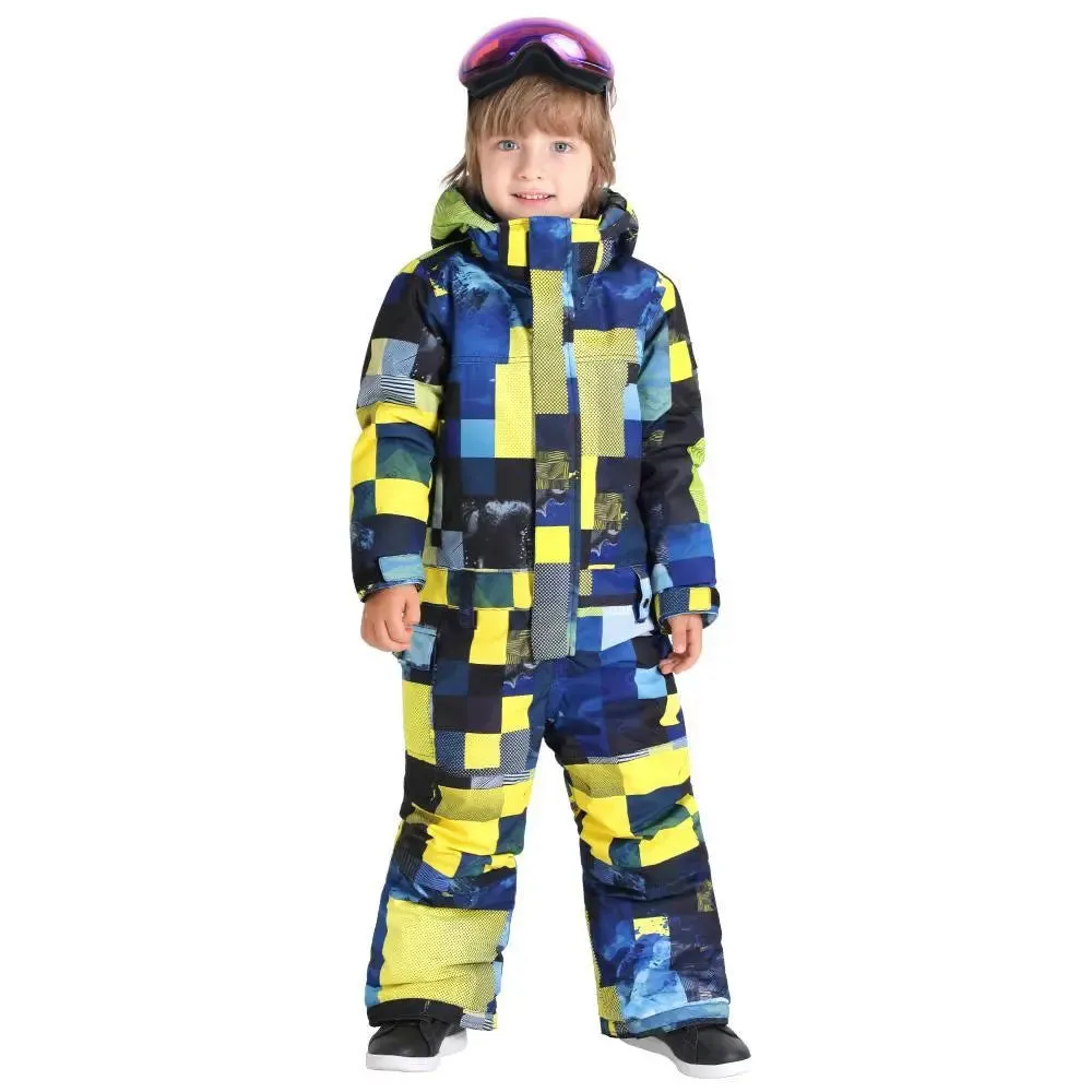 Kids Printed One Piece Ski Suit Outdoor Winter Snowsuits