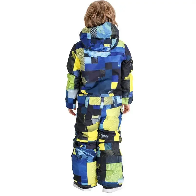 Kids Printed One Piece Ski Suit Outdoor Winter Snowsuits