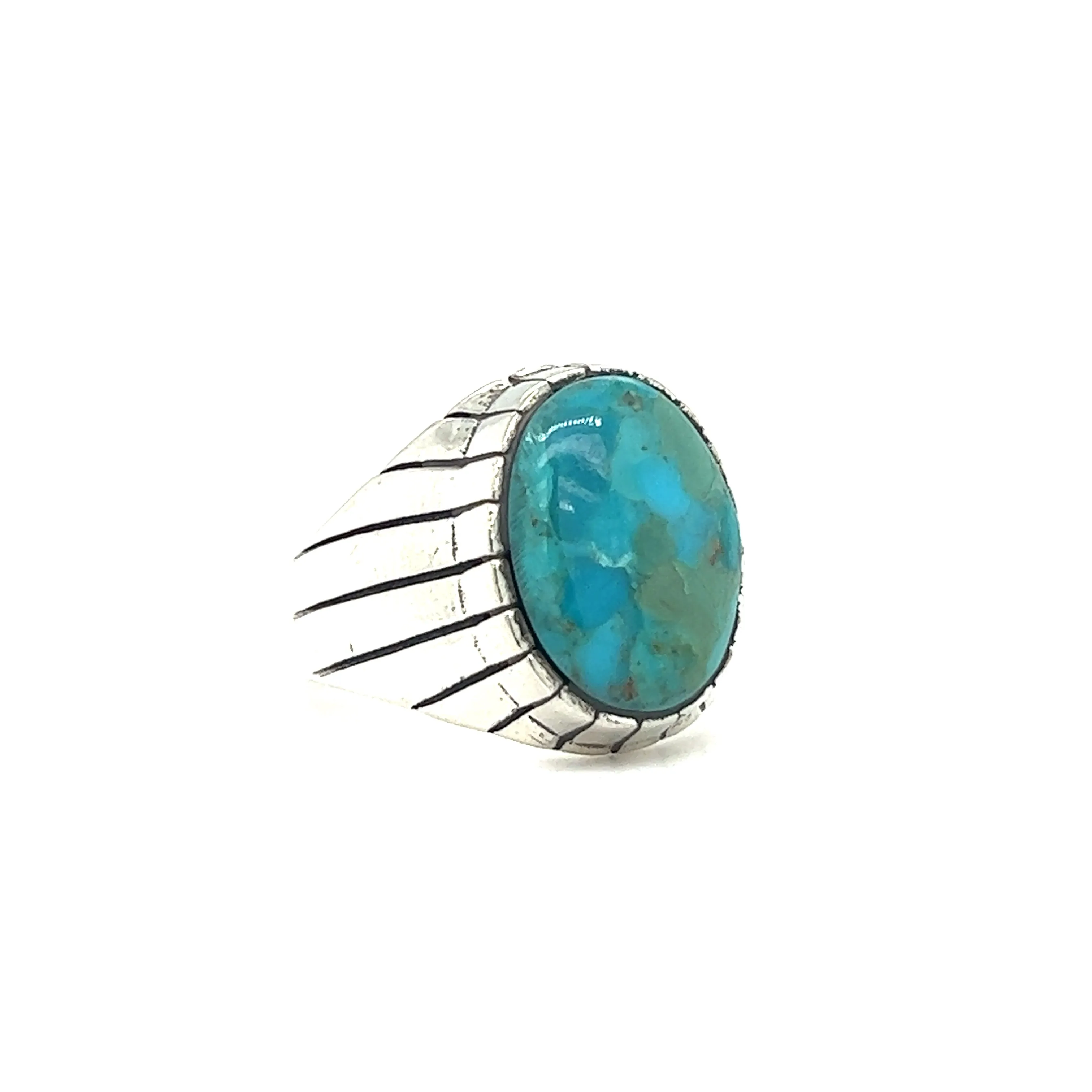 Kingman Turquoise Oval Signet Ring