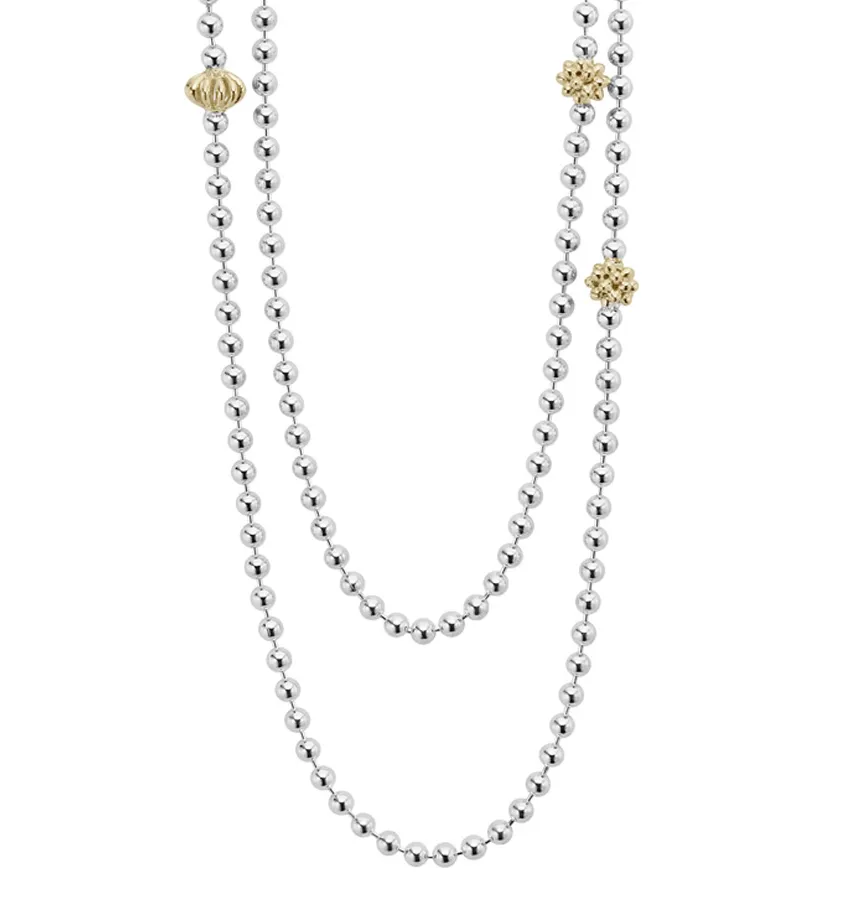 LAGOS Caviar Icon Long Two Tone Beaded Necklace