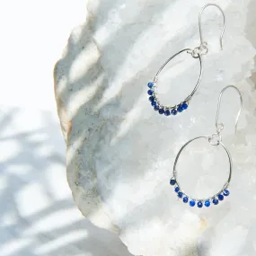 Lapis Silver Hoop Earrings