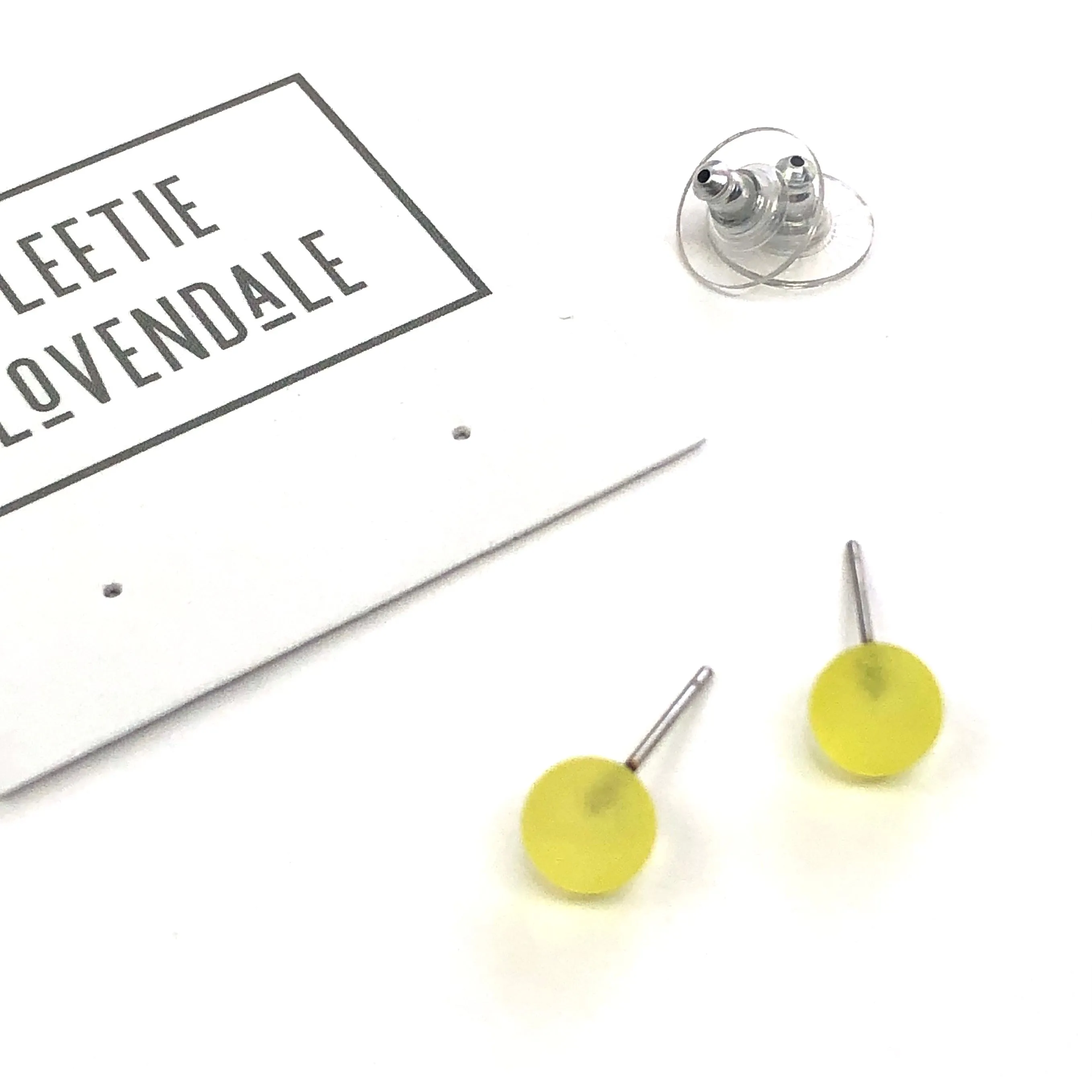 Lemon Yellow Frosted Lucite Mini Ball Stud Earrings