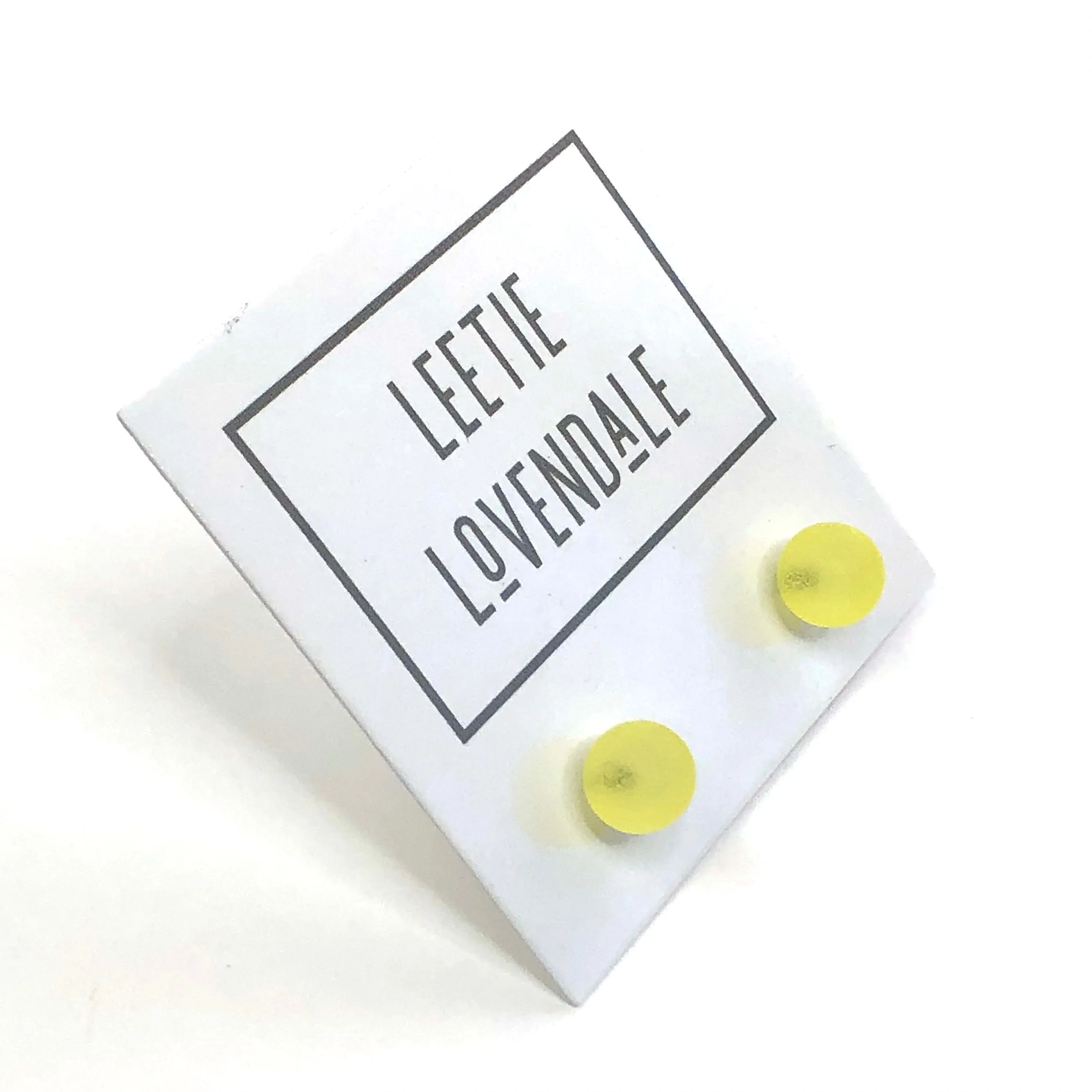 Lemon Yellow Frosted Lucite Mini Ball Stud Earrings