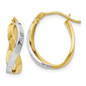 Leslies 10K Two Tone Gold Twisted Hoop Earrings