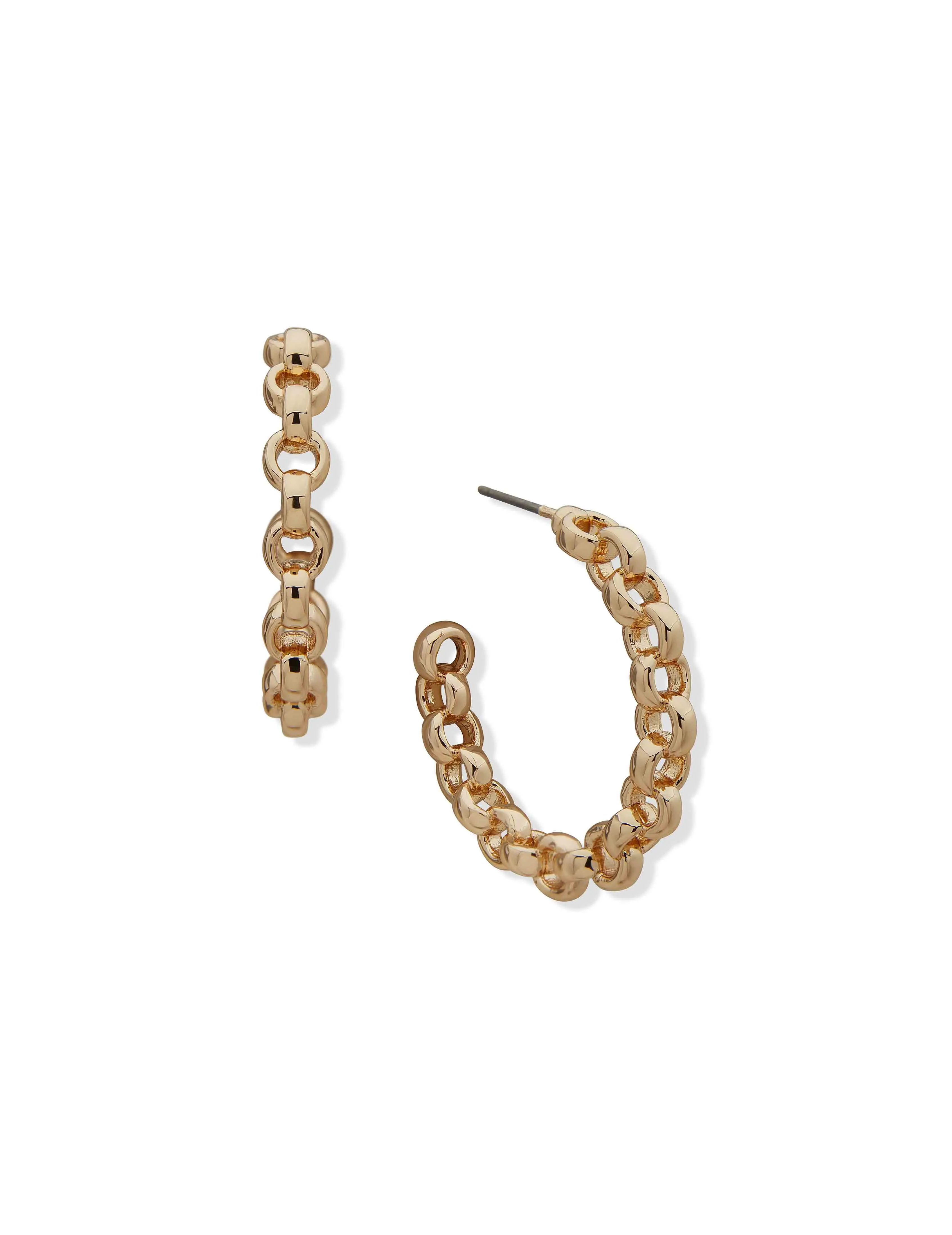 Linked C-hoop Gold-tone Earrings