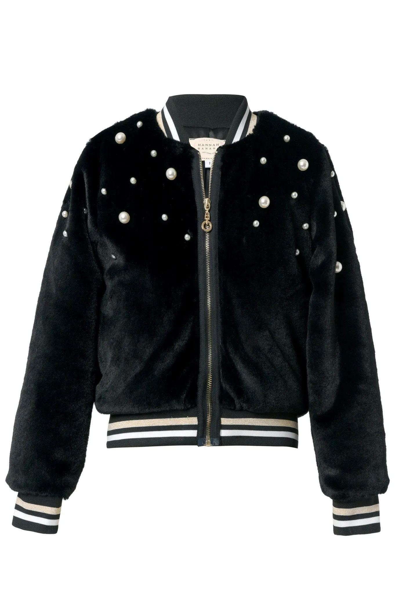 Little Girl's Luxe Faux Fur Pearl Bomber Jacket