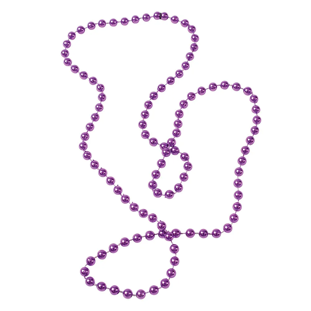 Mardi Gras Metallic Bead Necklaces - Purple Party Favor (One Dozen)