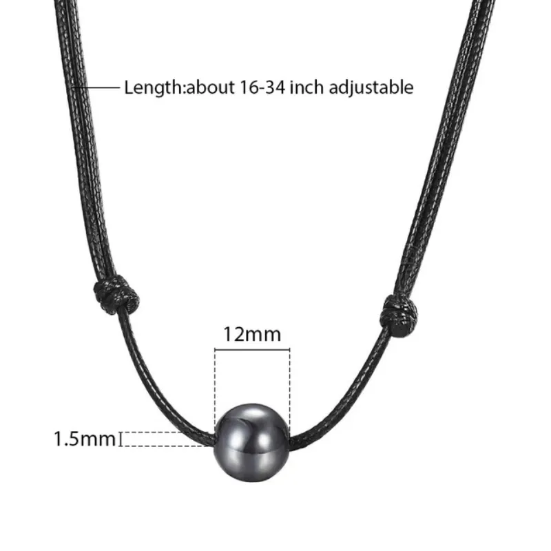 Mens Black Leather Stone Necklaces