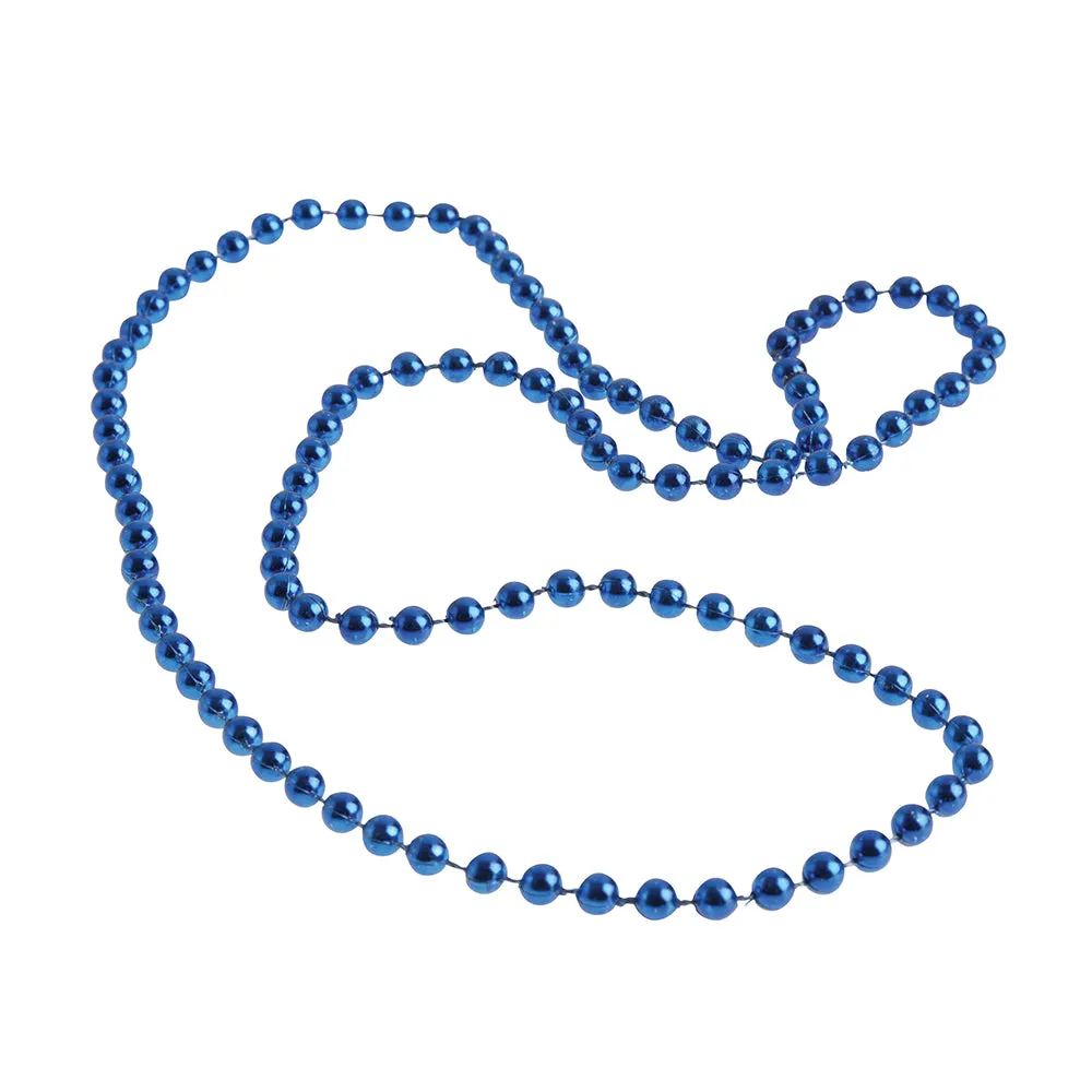 Metallic Bead Necklaces - Blue Team Spirit (One dozen)