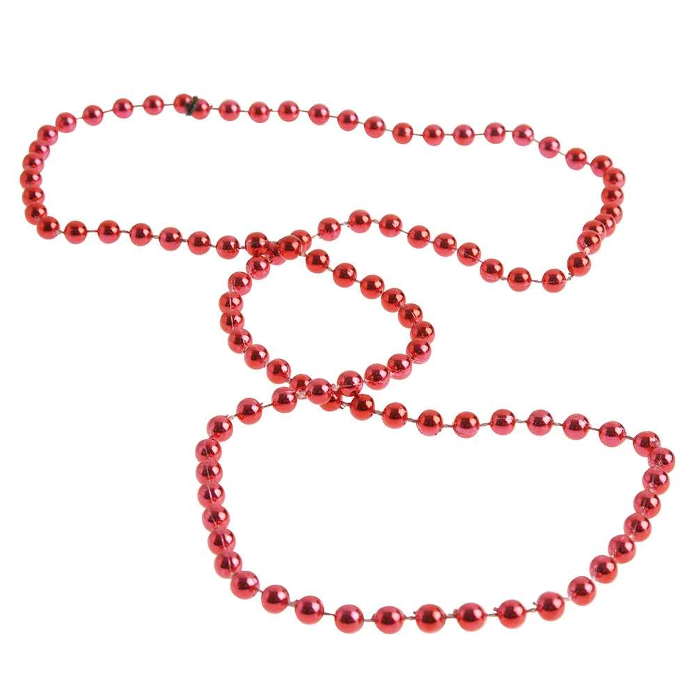 Metallic Bead Necklaces - Red Team Spirit (One dozen)