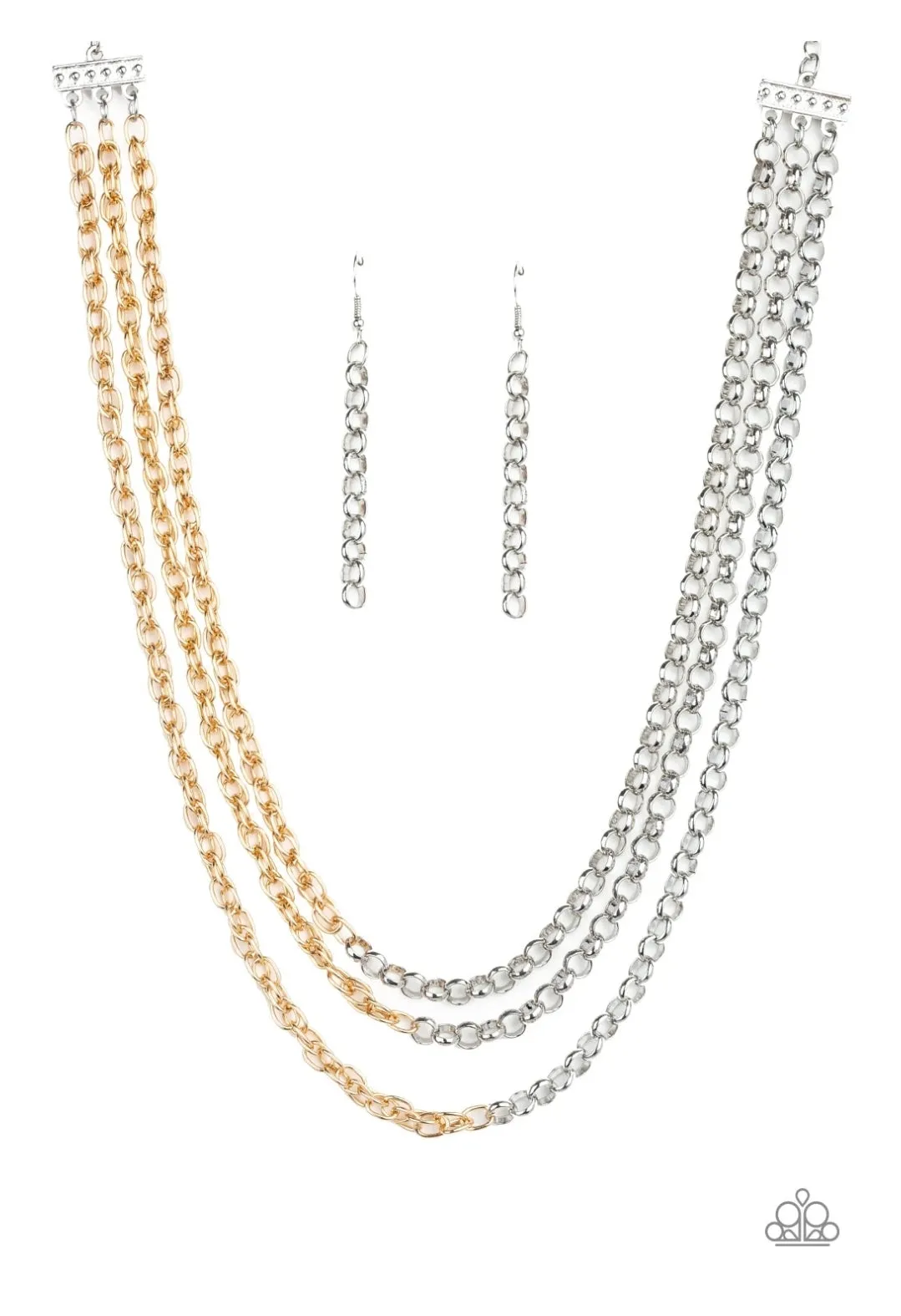 Metro Madness - Silver/Gold Necklace  - Paparazzi  Accessories