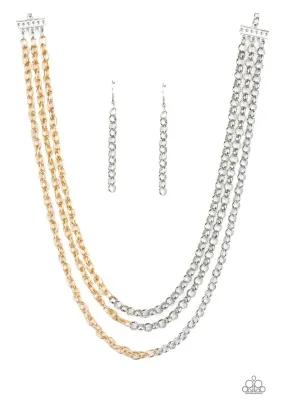 Metro Madness - Silver/Gold Necklace  - Paparazzi  Accessories