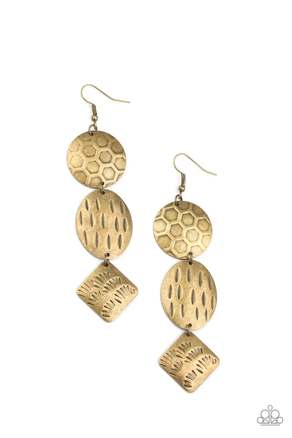 Mixed Movement - Brass Paparazzi Earrings