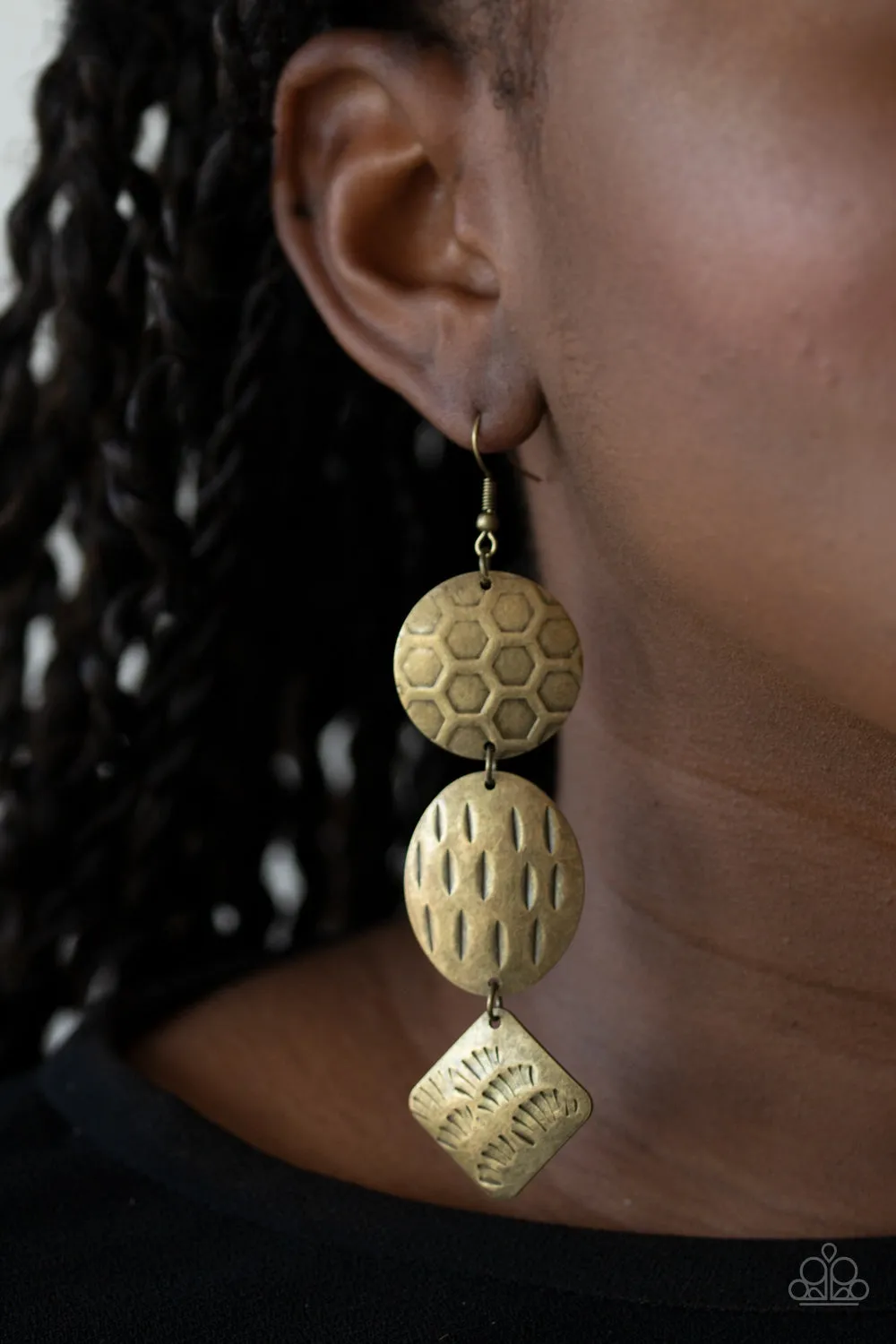 Mixed Movement - Brass Paparazzi Earrings