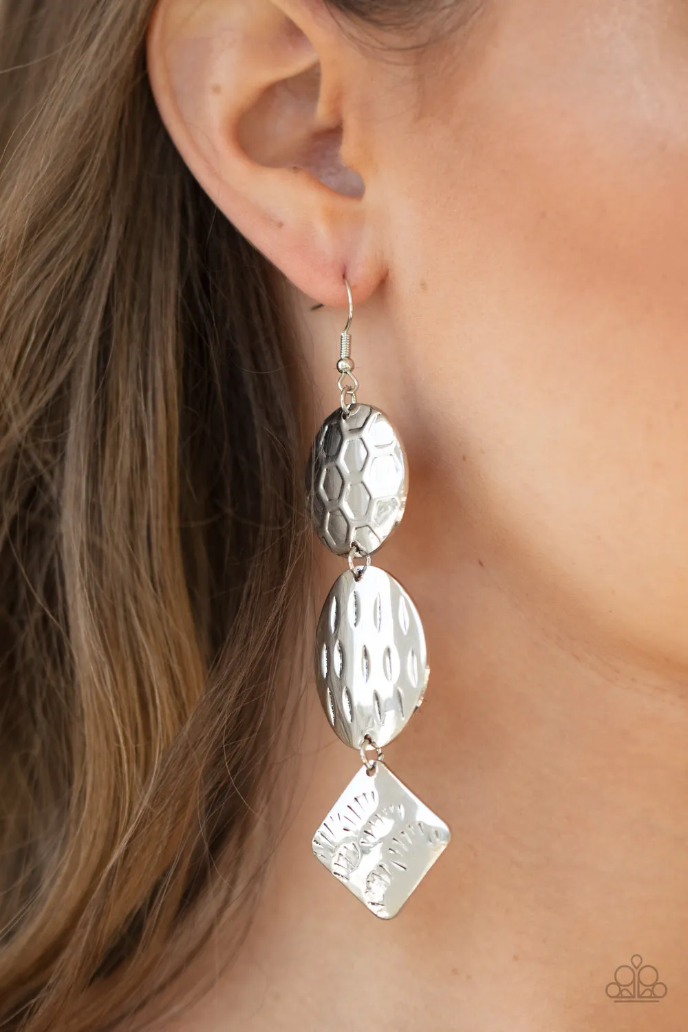 Mixed Movement - Silver Earring