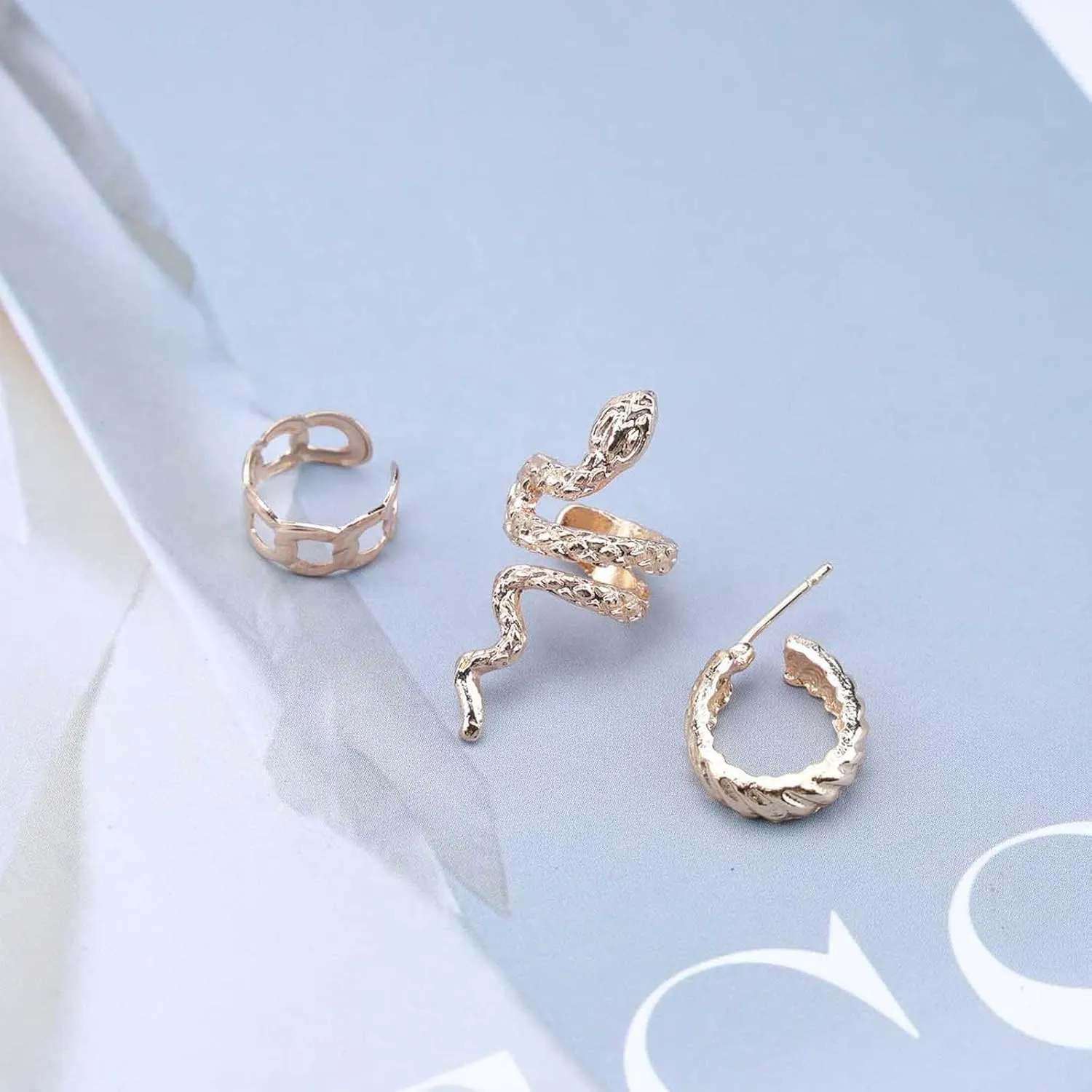 Most Trending Korean Style Snake Earstuds for Women (Set of 3)