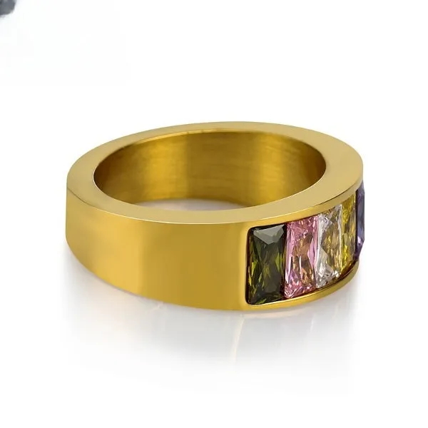 MultiColor Gemstones Gold Ring MR0005