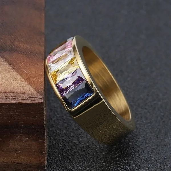 MultiColor Gemstones Gold Ring MR0005