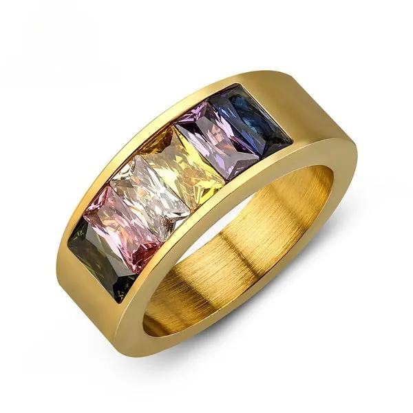 MultiColor Gemstones Gold Ring MR0005