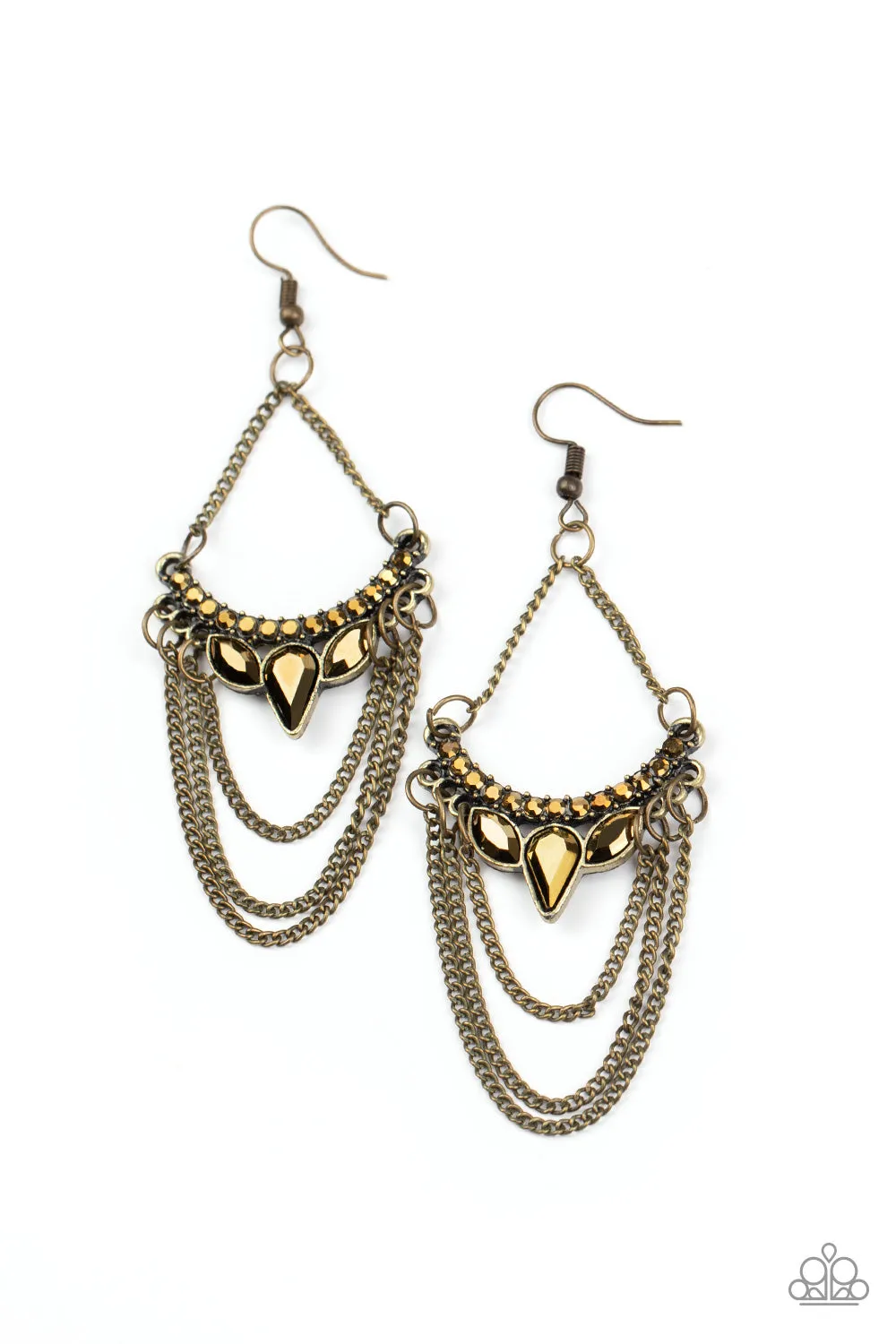 Paparazzi Earring ~ Burst Into TIERS - Brass Earring