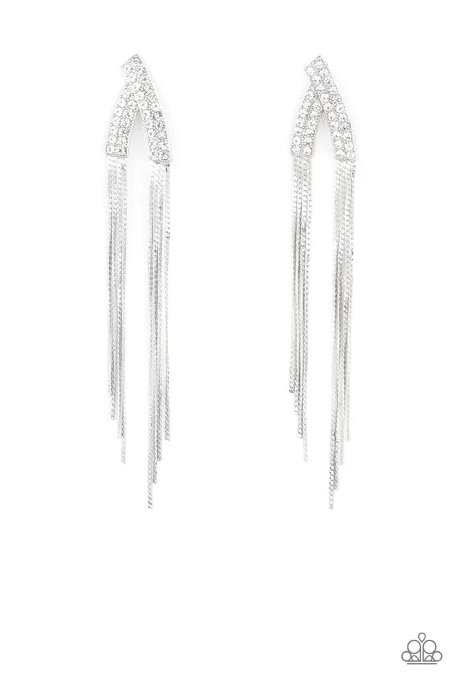 Paparazzi Earring ~ It Takes Two To TASSEL - White