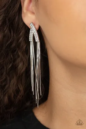 Paparazzi Earring ~ It Takes Two To TASSEL - White