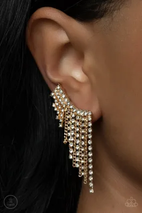 Paparazzi Earring ~ Thunderstruck Sparkle - Gold