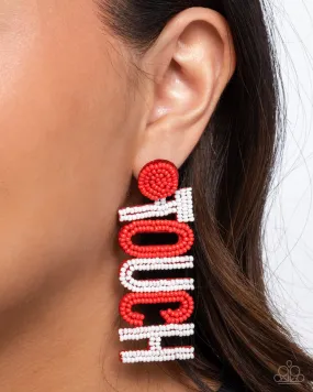 Paparazzi Earring ~ Touchdown Texture - Red