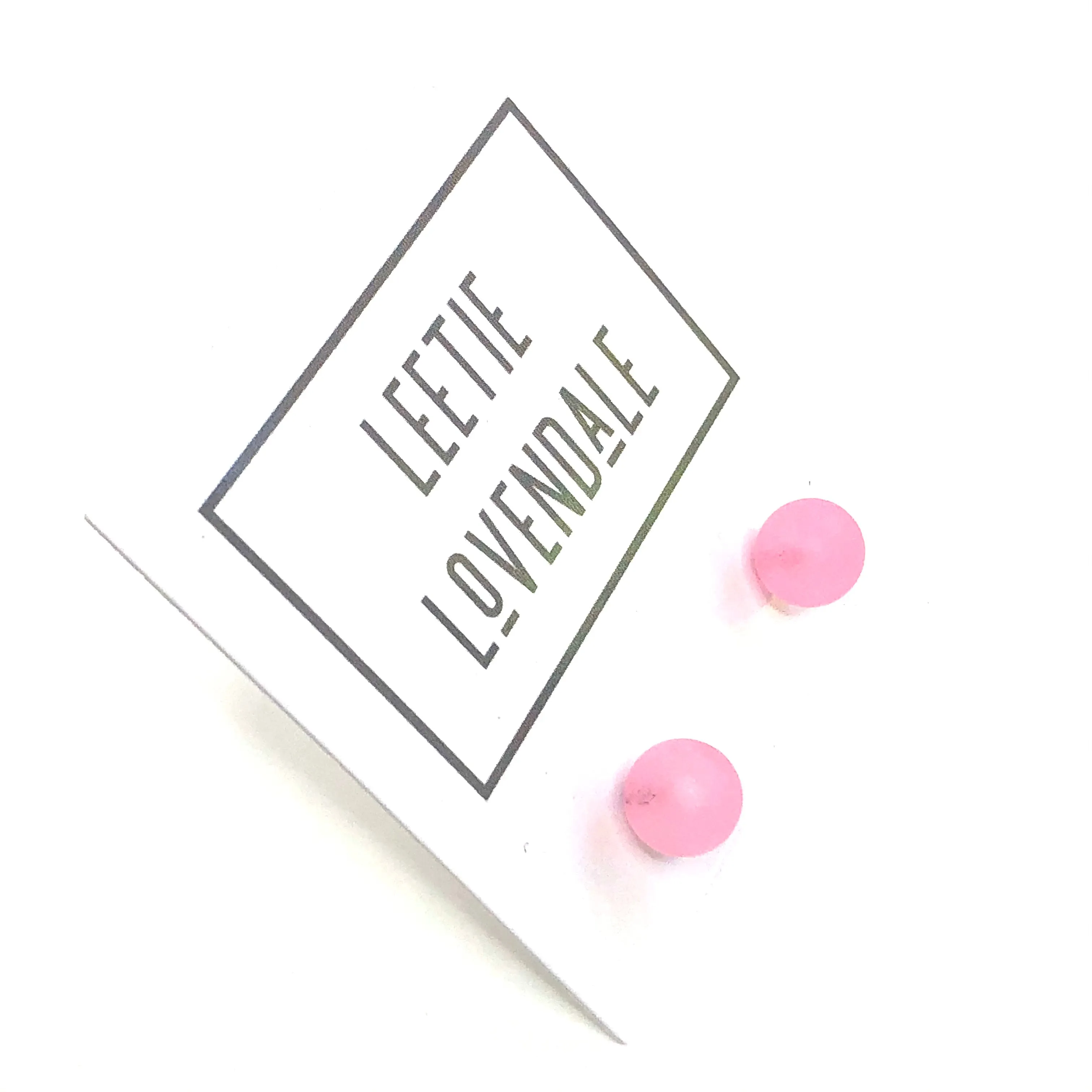 Pink Frosted Lucite Mini Ball Stud Earrings