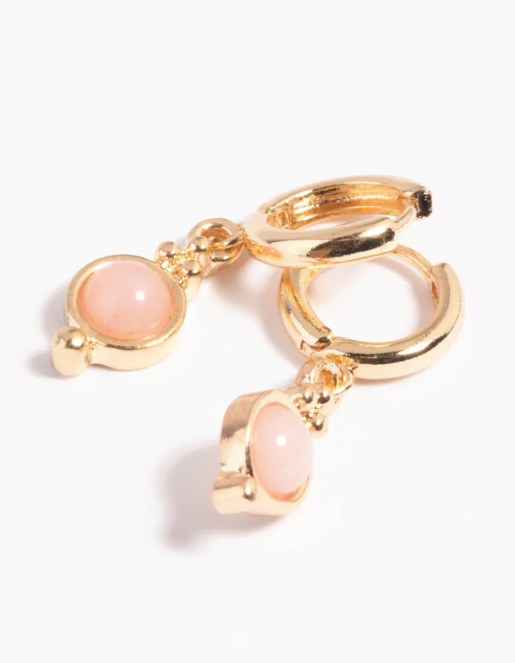 Pink Rose Quartz Huggie Hoop Earrings