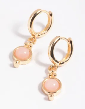 Pink Rose Quartz Huggie Hoop Earrings