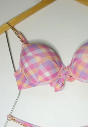 Plaid Pink Bikini Top