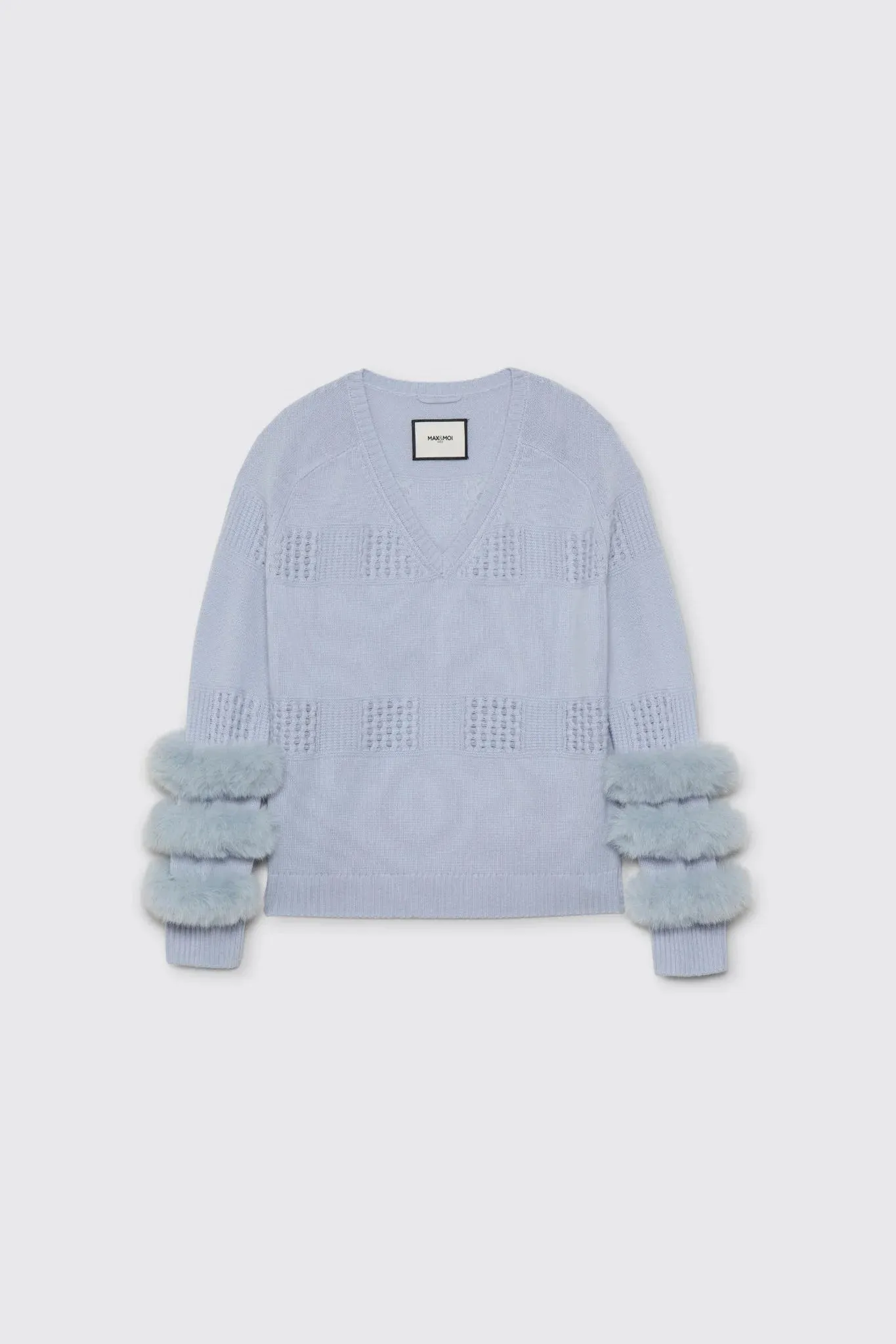 Pulpa Ciel Blue Cashmere Sweater With Fur Cuffs