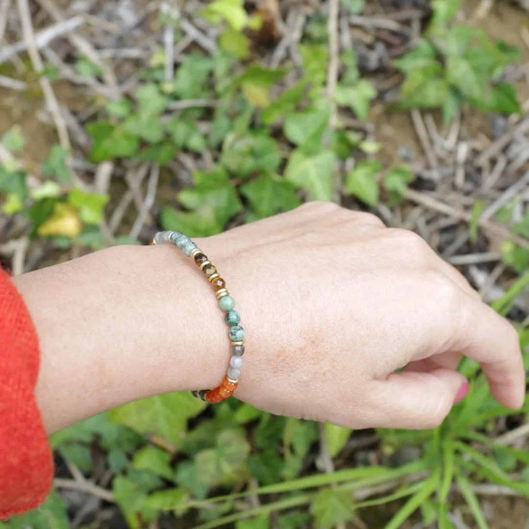 "Vitality and Prosperity" Carnelian and African Turquoise Bracelet