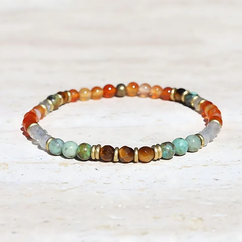 "Vitality and Prosperity" Carnelian and African Turquoise Bracelet