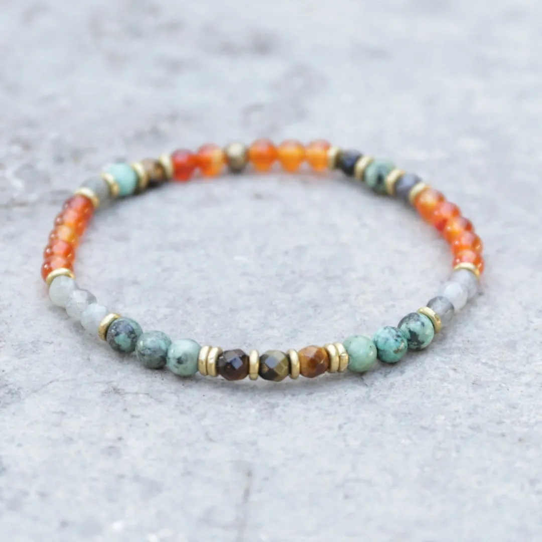 "Vitality and Prosperity" Carnelian and African Turquoise Bracelet