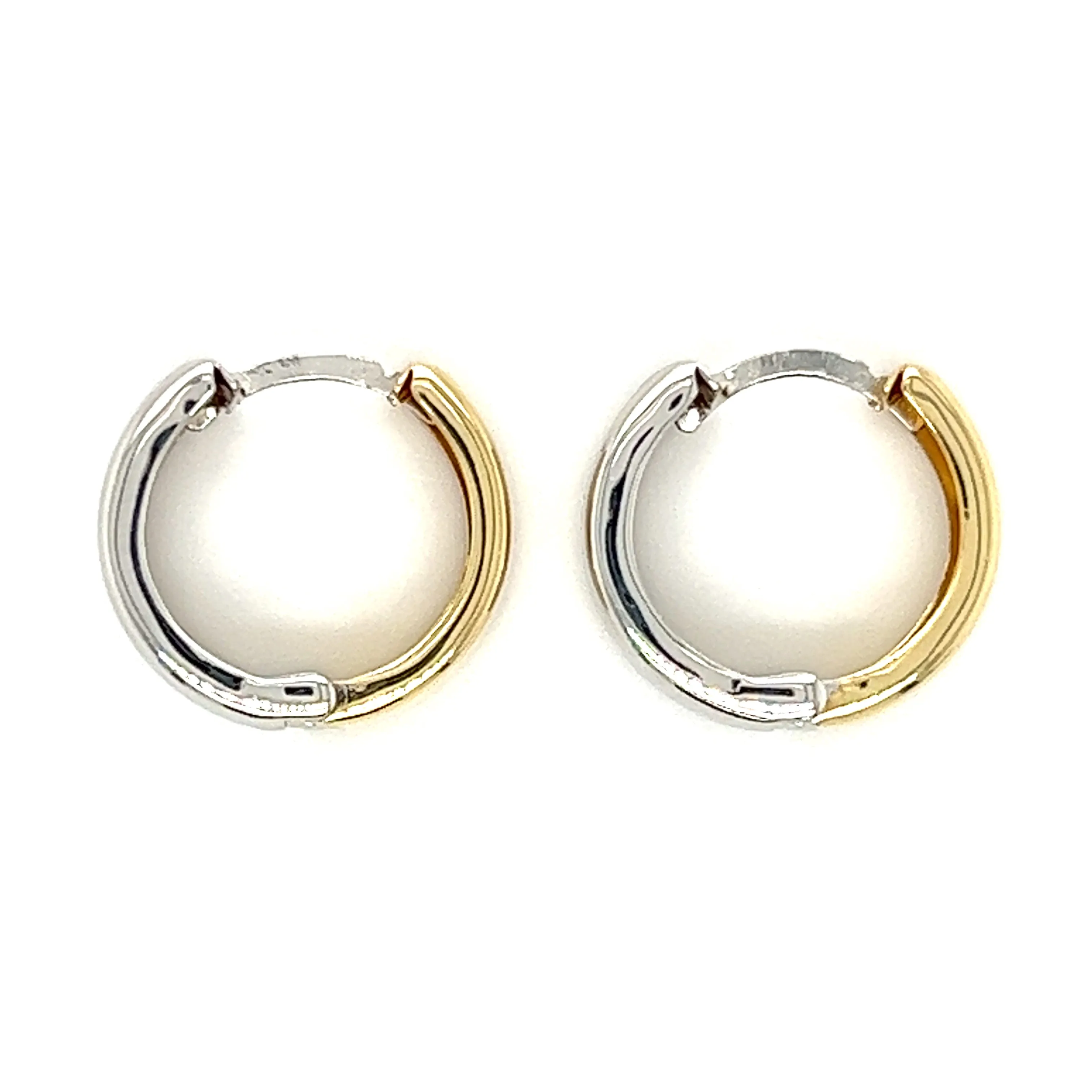 Reversible Hoop 4.7mm Earrings in 14K White and Yellow Gold