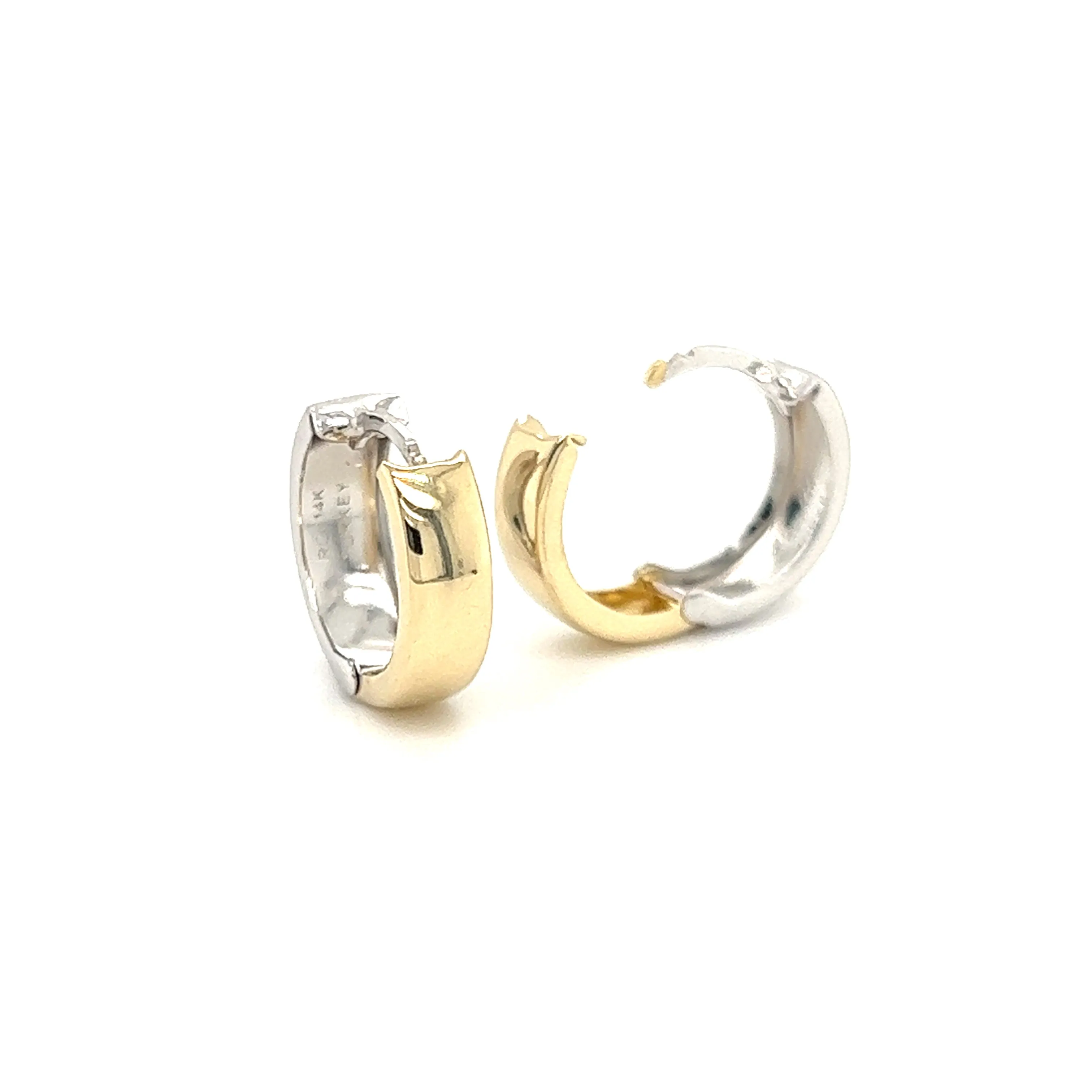 Reversible Hoop 4.7mm Earrings in 14K White and Yellow Gold