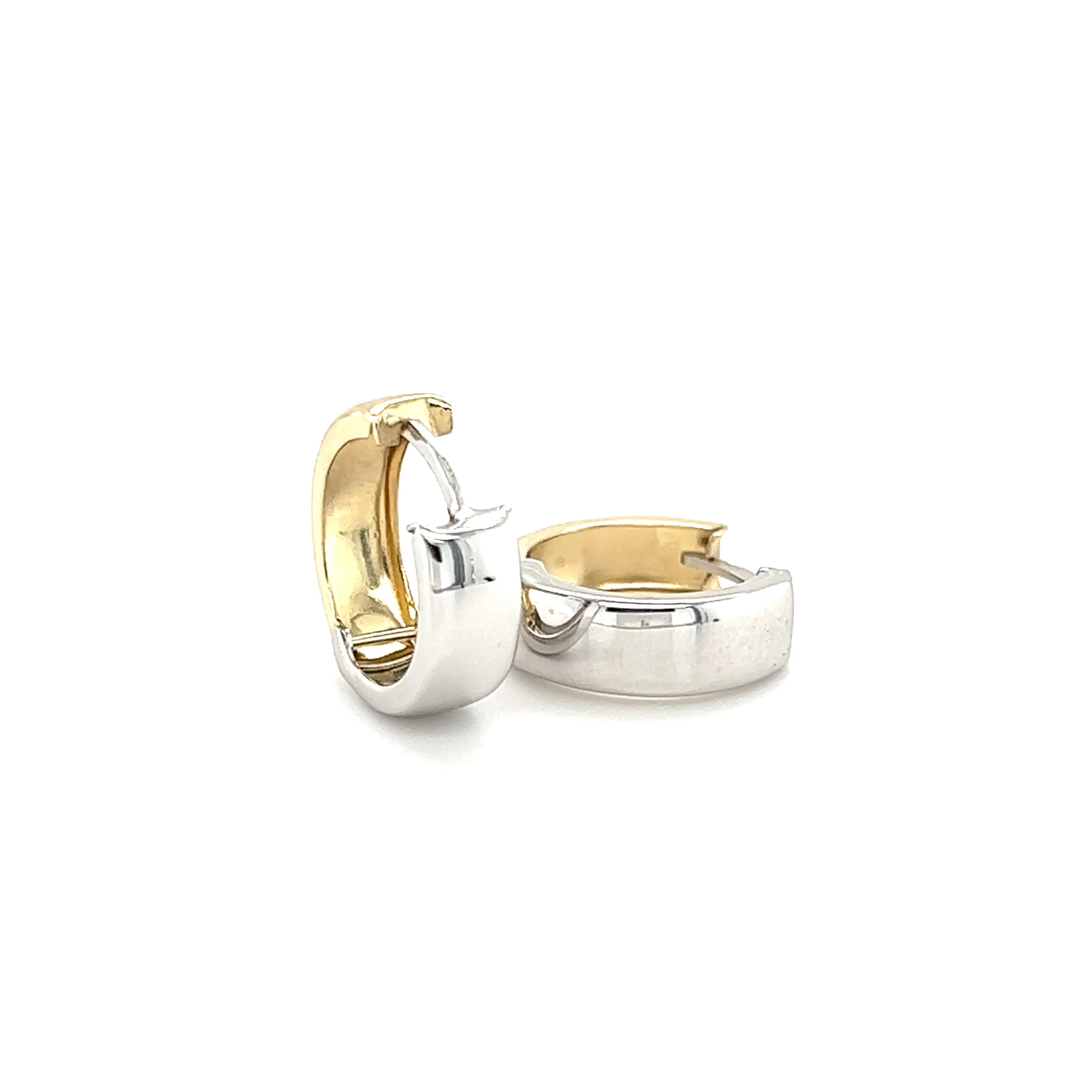 Reversible Hoop 4.7mm Earrings in 14K White and Yellow Gold