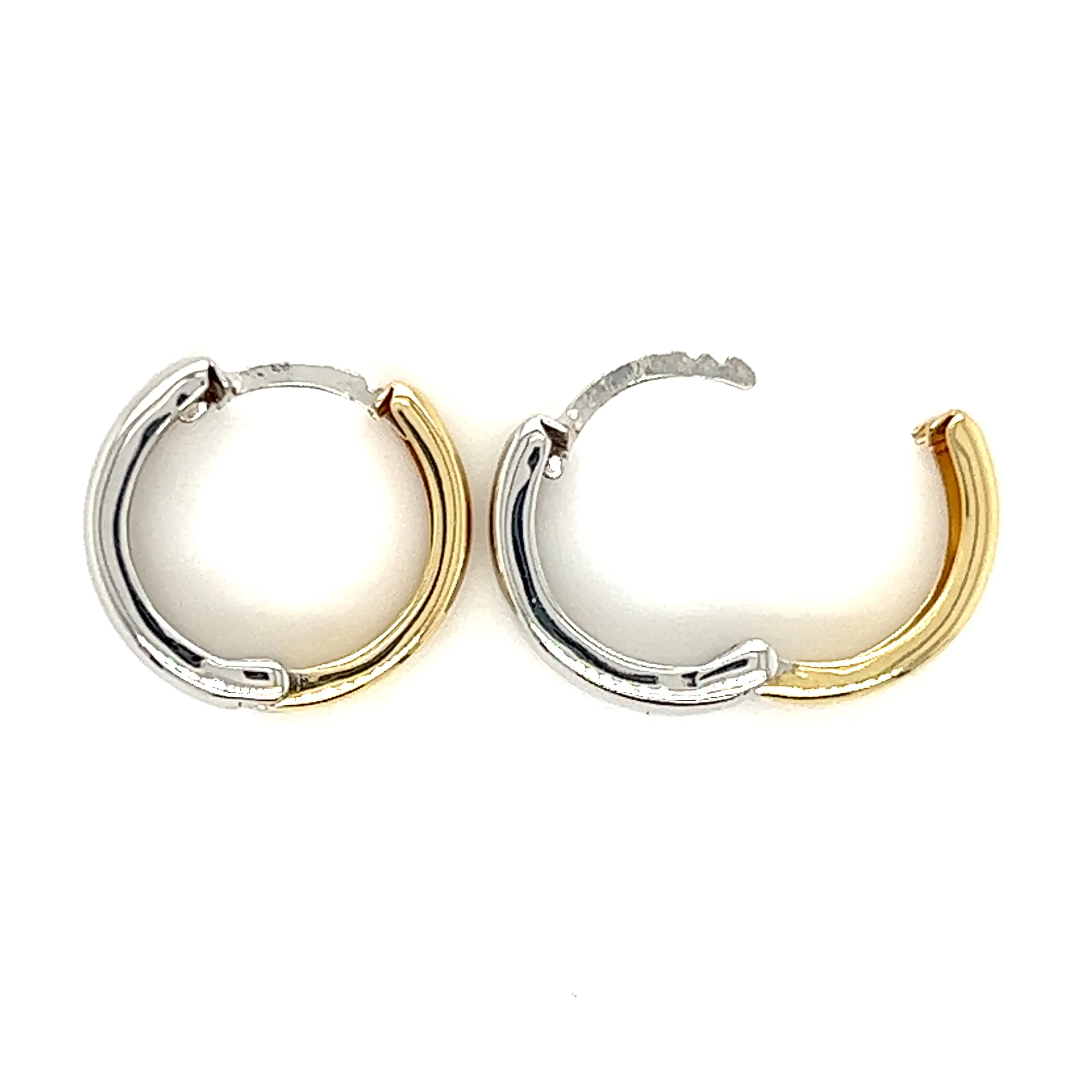 Reversible Hoop 4.7mm Earrings in 14K White and Yellow Gold