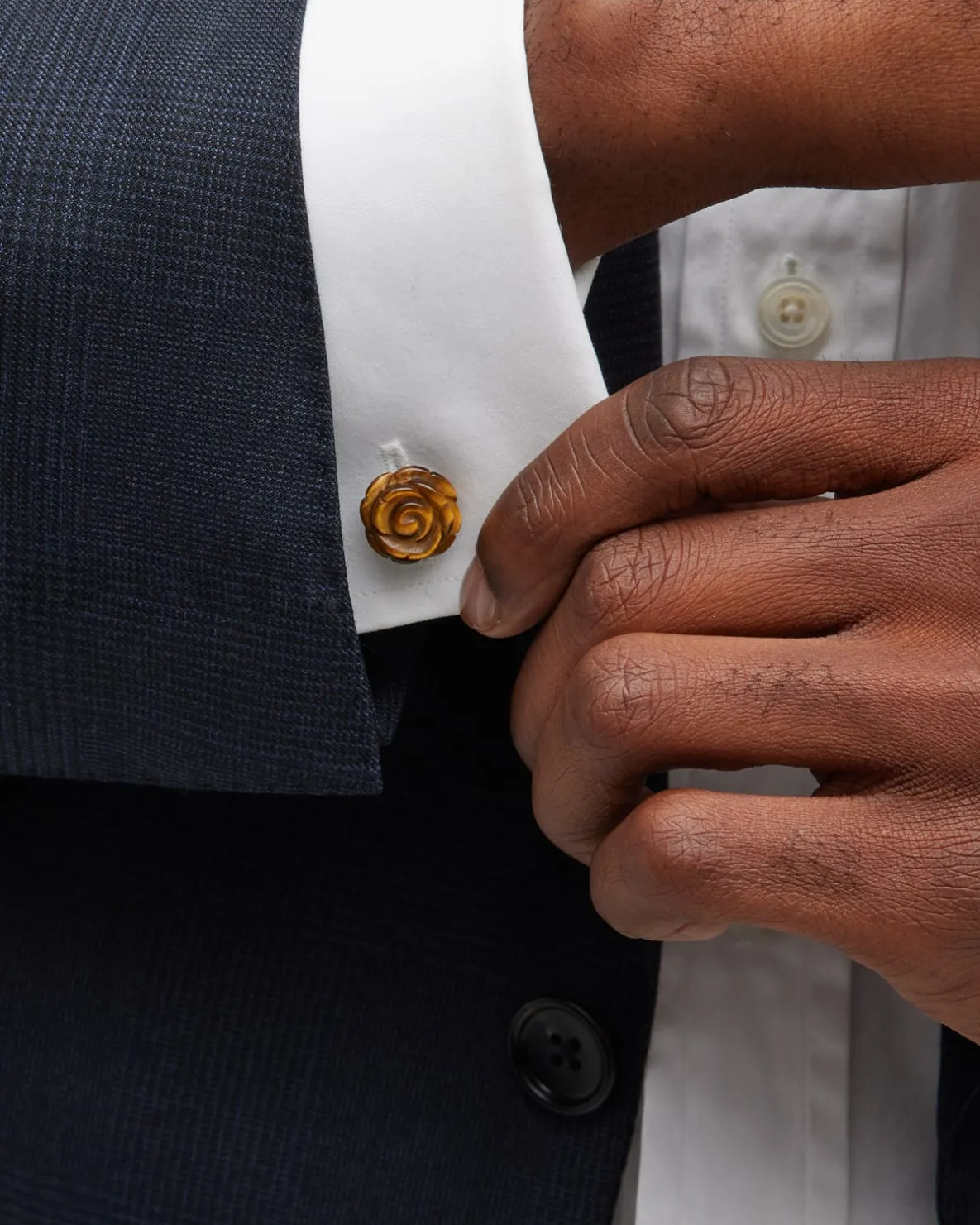 Rose Carved Sterling Cufflinks