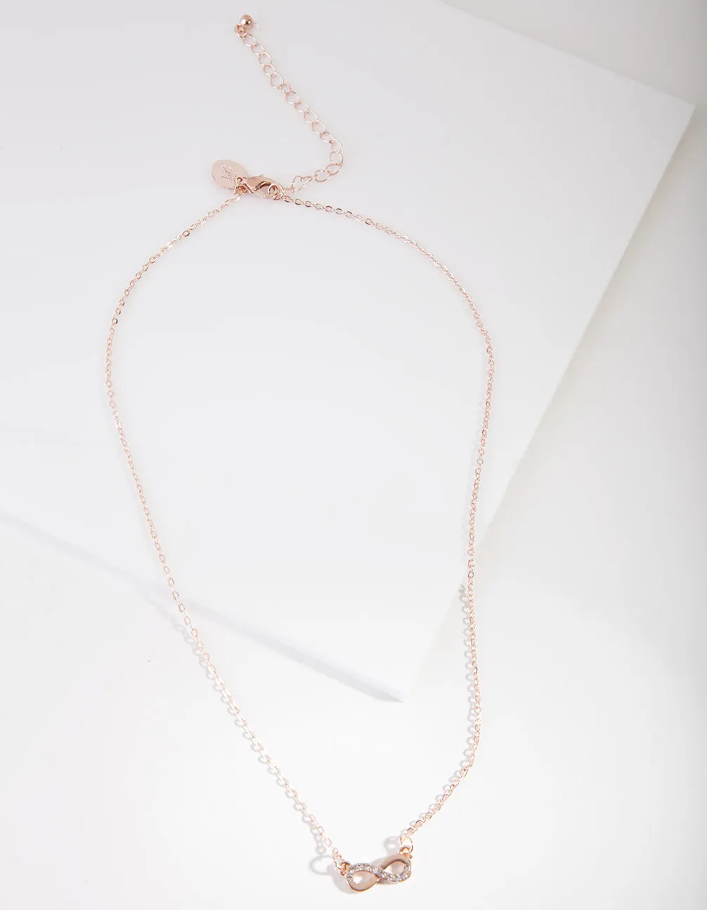 Rose Gold Simple Diamante Infinity Necklace