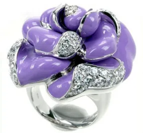 Rosette - Purple Enamel with CZ Ring