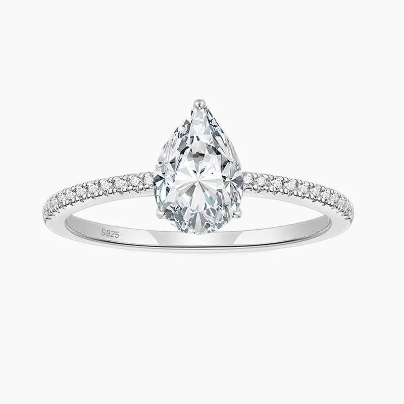 S925 Pear CZ Engagement Ring