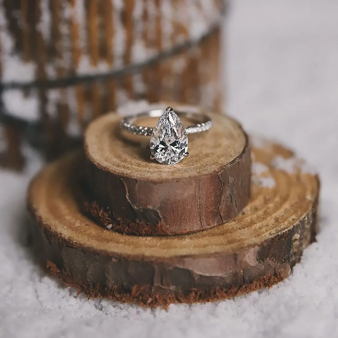 S925 Pear CZ Engagement Ring